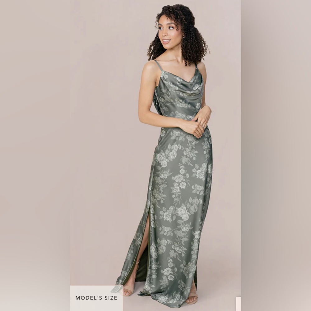 Elegant Green Floral Slip Dress